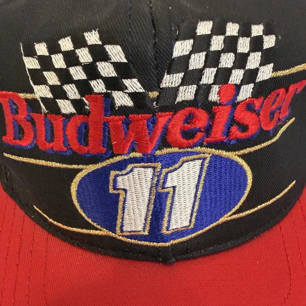 Vintage Bill Elliott #11 Budweiser Racing Team Race Hat NASCAR Cap Strapback.